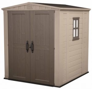 2. Keter Factor Outdoor Plastic Garden Storage Shed