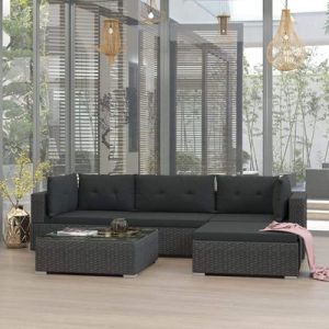 Festnight Rattan Garden Furniture Set Lounge Corner Sofa and Table