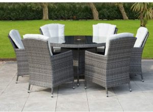 Harts Premium Round Rattan Dining Set with 6 chairs