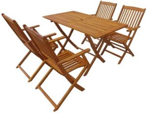 vidaXL Solid Acacia Wood Outdoor Dining Set 5