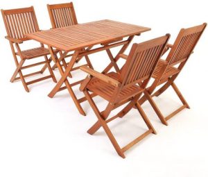 Deuba Wooden garden furniture set table chairs