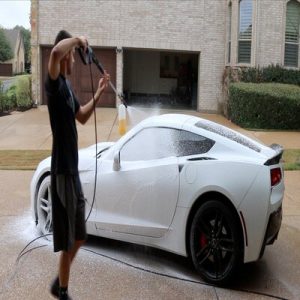 cleaning the car