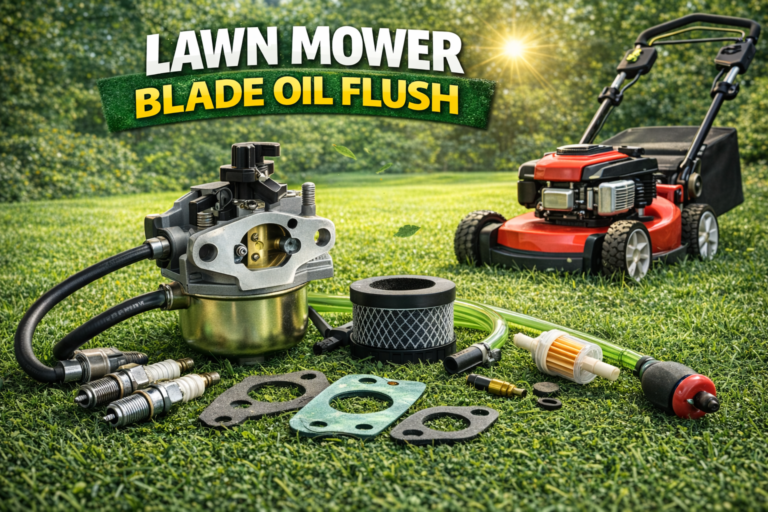 Lawn mower carburetor kit in focus