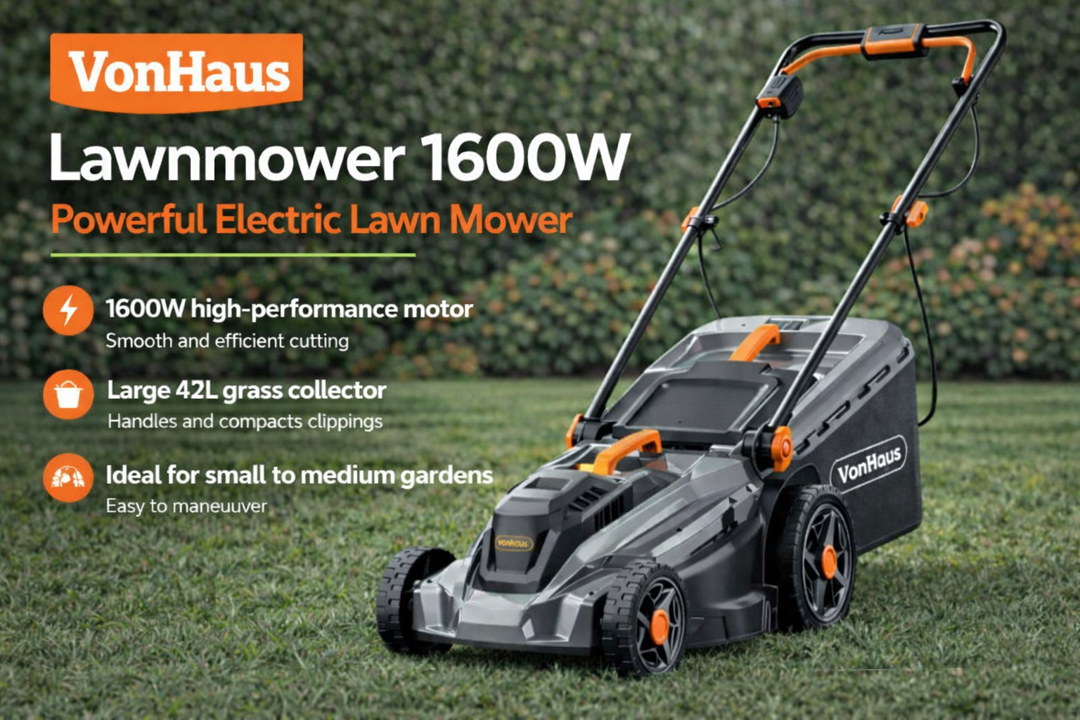 vonhaus lawnmower 1600w review